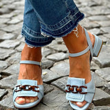 Celsa - Tacones ajos azules con detalle de puntada