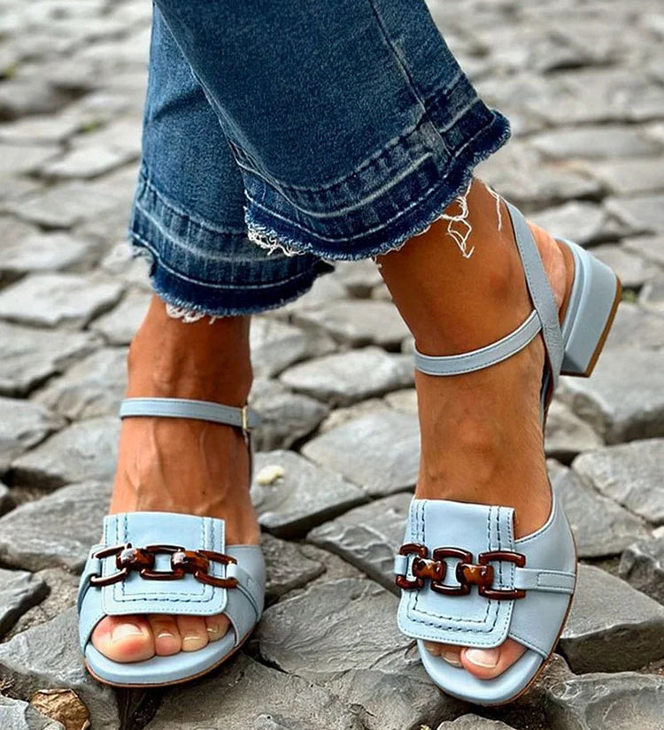 Celsa - Tacones ajos azules con detalle de puntada