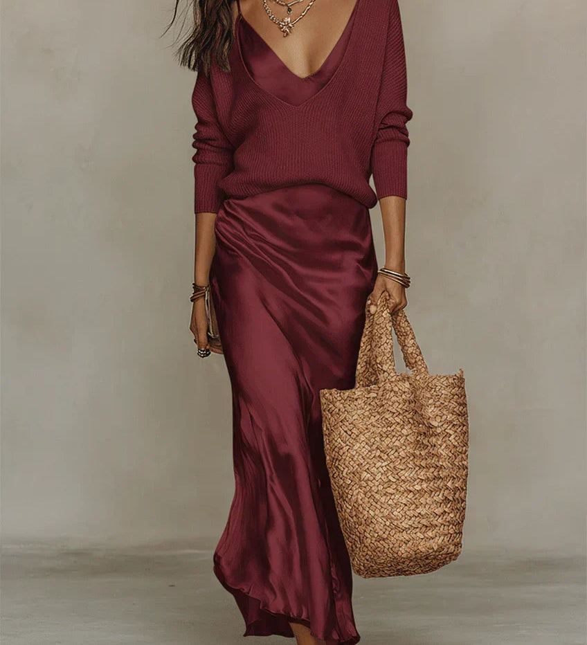 Anaís | Vestido Midi Satinado Elegante