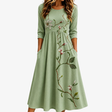 Vestido Midi Verde Salvia Floral