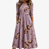 Vestido Midi Floral Lavanda con Bolsillos