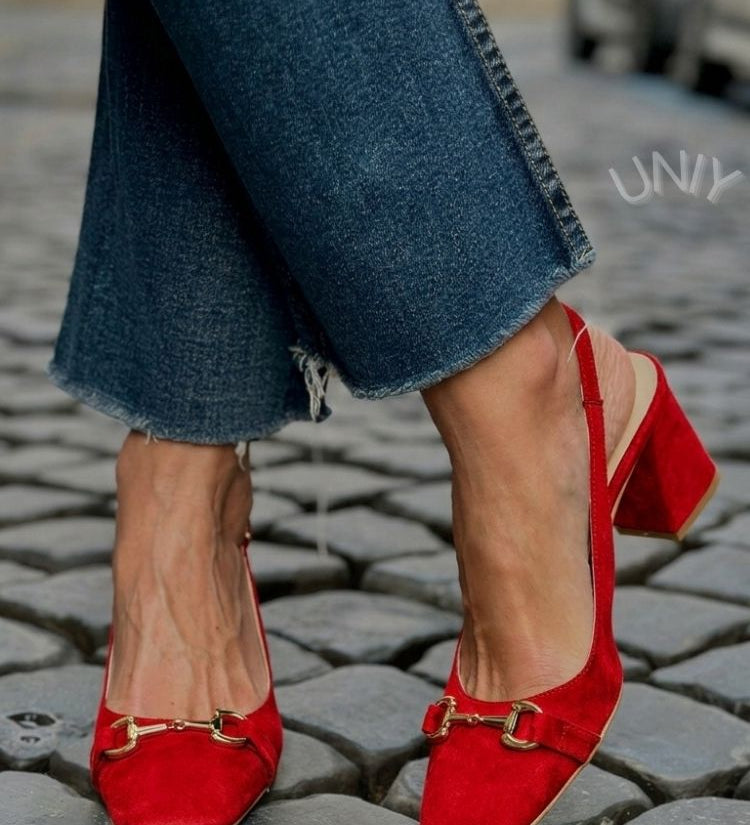 Zapatos de Tacón de Bloque Slingback de Ante Oliva