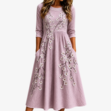Vestido Midi Floral Rosa Palo de Huerto