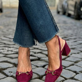 Zapatos de Tacón de Bloque Slingback de Ante Oliva
