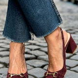 Zapatos de Tacón de Bloque Slingback de Ante Oliva