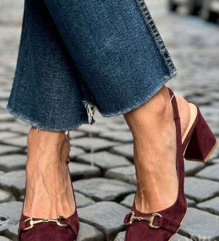 Zapatos de Tacón de Bloque Slingback de Ante Oliva