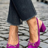 Zapatos de Tacón de Bloque Slingback de Ante Oliva