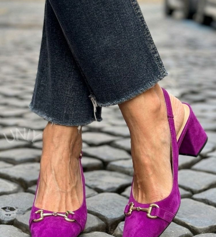 Zapatos de Tacón de Bloque Slingback de Ante Oliva