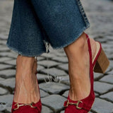 Zapatos de Tacón de Bloque Slingback de Ante Oliva