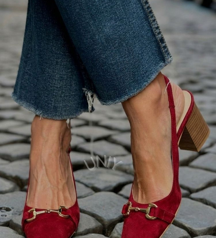 Zapatos de Tacón de Bloque Slingback de Ante Oliva