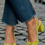 Zapatos de Tacón de Bloque Slingback de Ante Oliva