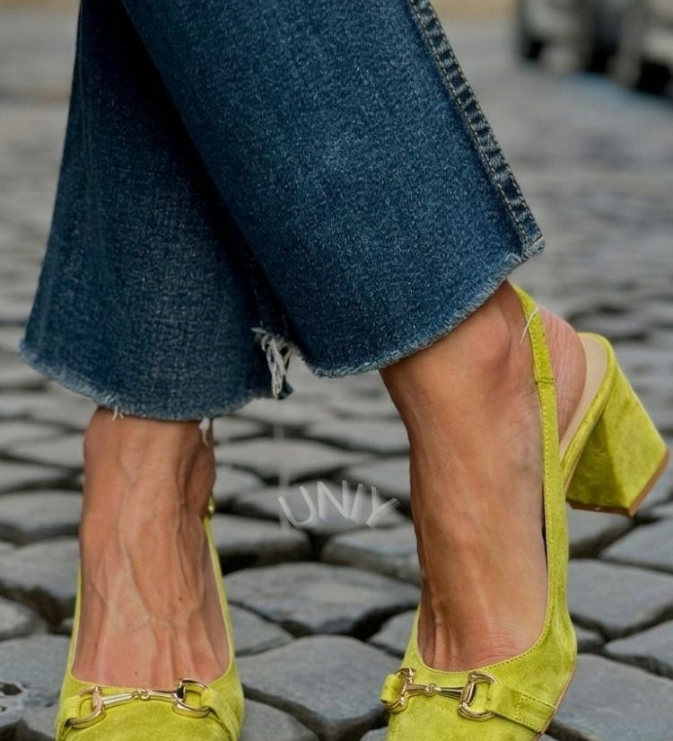 Zapatos de Tacón de Bloque Slingback de Ante Oliva