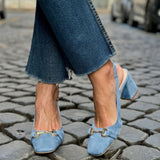 Zapatos de Tacón de Bloque Slingback de Ante Oliva