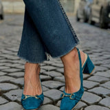 Zapatos de Tacón de Bloque Slingback de Ante Oliva