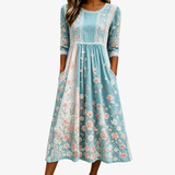 Vestido Midi Patchwork Floral de Primavera