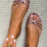 Deila - Sandalias de Tiras Metalizadas para Verano