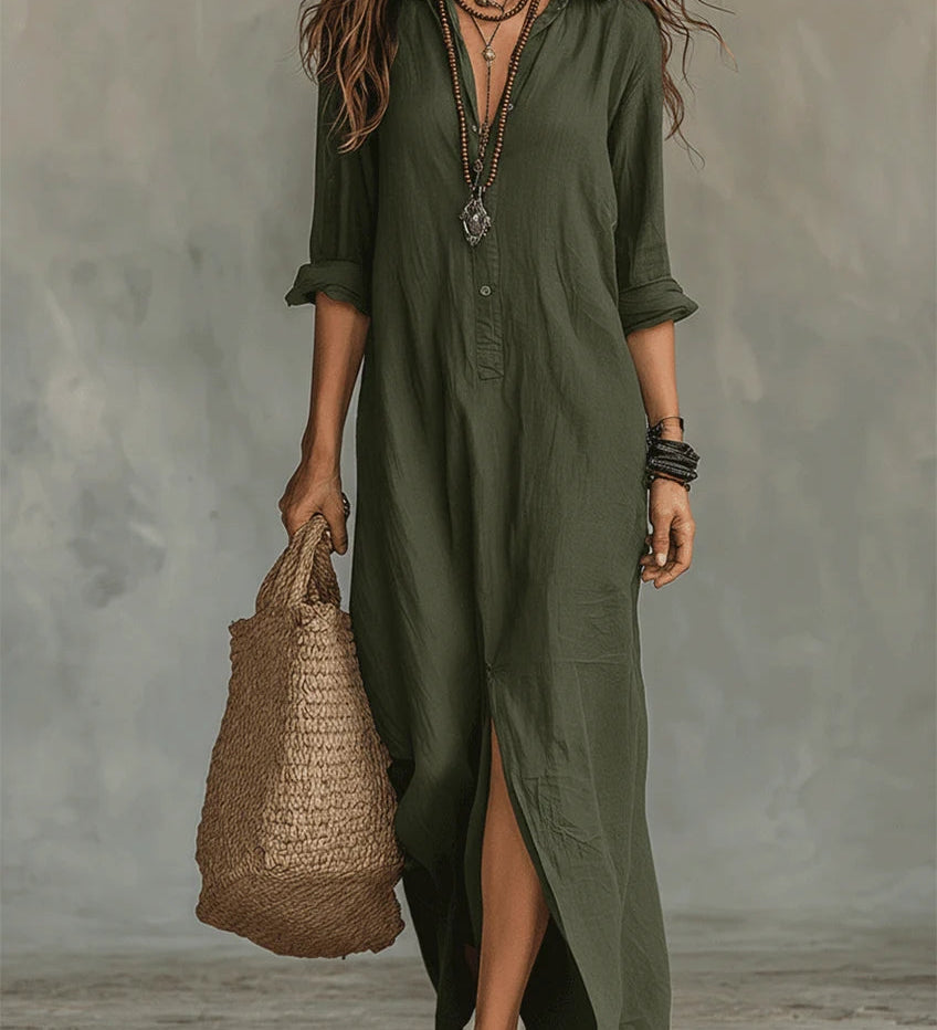 Willow | Vestido Maxi Favorecedor que Disimula el Vientre