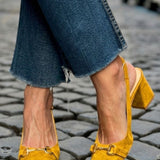 Zapatos de Tacón de Bloque Slingback de Ante Oliva