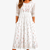 Vestido Midi de Flores Silvestres con Bolsillos