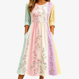 Vestido Midi de Paneles Pastel con Bolsillos