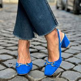 Zapatos de Tacón de Bloque Slingback de Ante Oliva