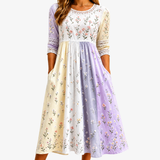 Vestido Midi Patchwork Lavanda