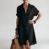 Timéa™ — Vestido camisero midi transpirable, elegancia parisina
