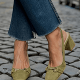 Zapatos de Tacón de Bloque Slingback de Ante Oliva