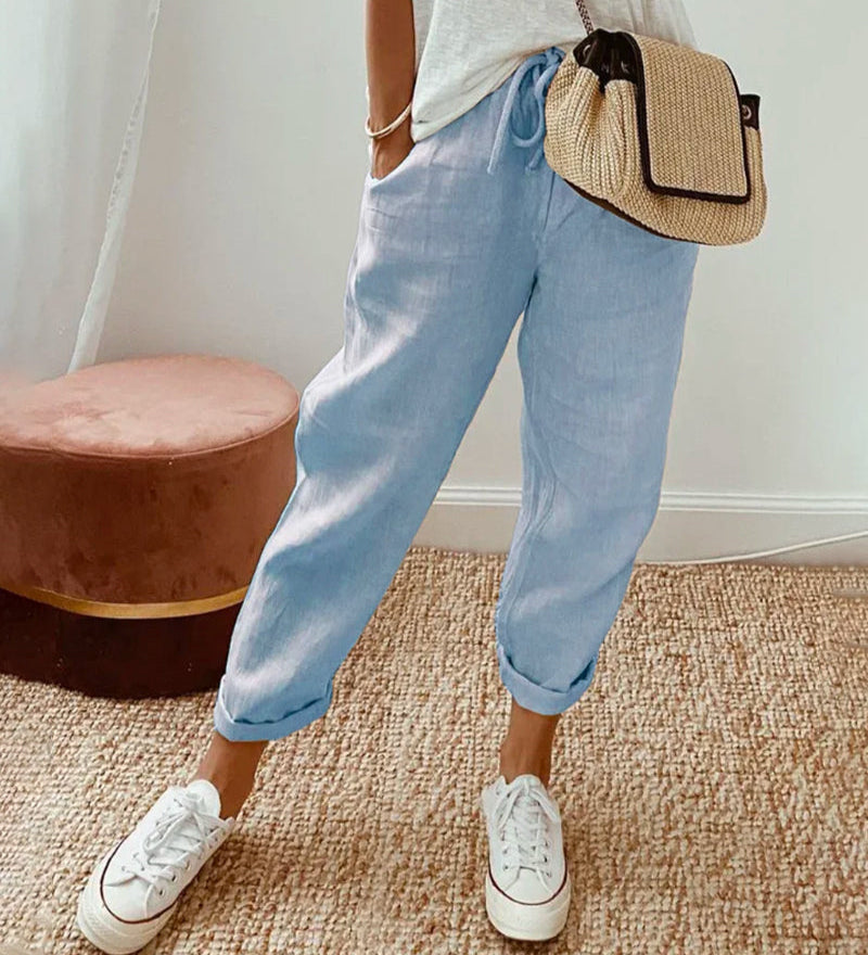 Lucie™ — Pantalón fluido de mezcla de algodón y lino