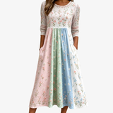 Vestido Midi Floral Pastel con Bolsillos