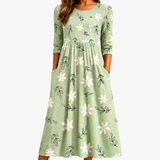 Vestido Midi Floral Verde Salvia para el Día a Día