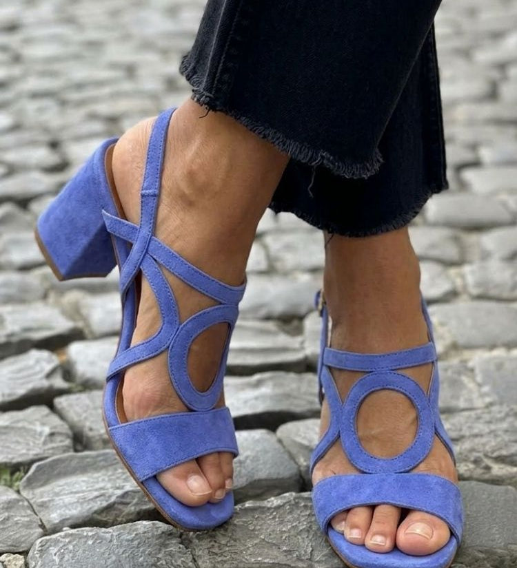 Caliope - Tacones con Punta Cuadrada y Corte Redondo para Verano