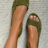 Sandalias Slingback de Ante Casual Planas de Punta Abierta