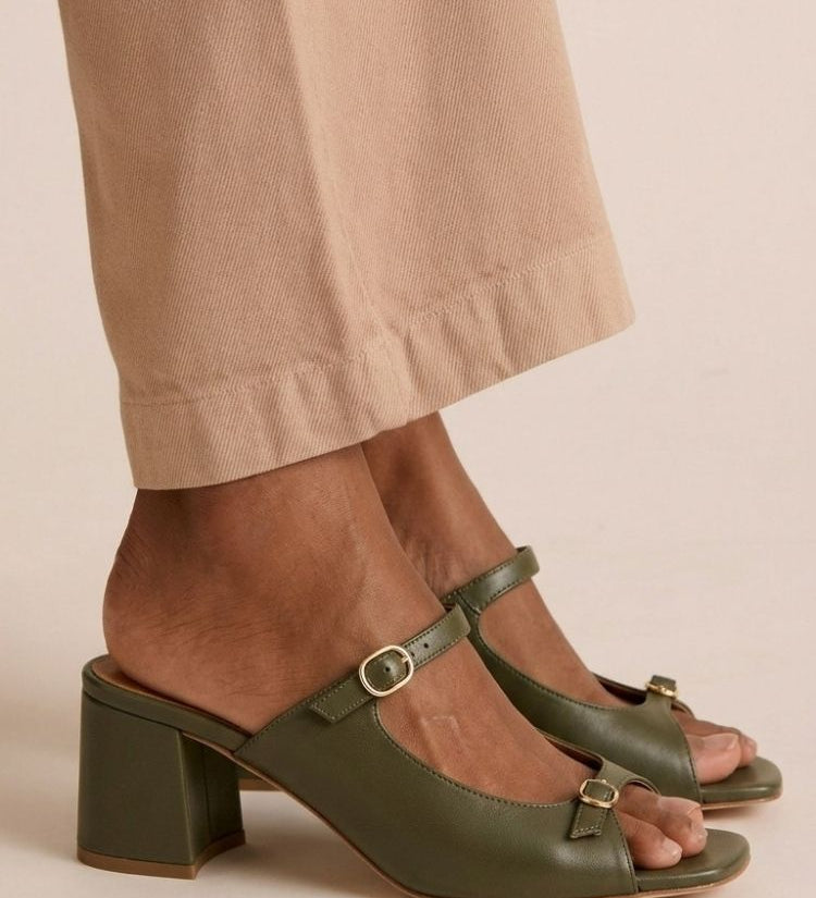 Sonsoles - Tacones Gruesos con Tira Trasera y Puntera en Bloques para Verano