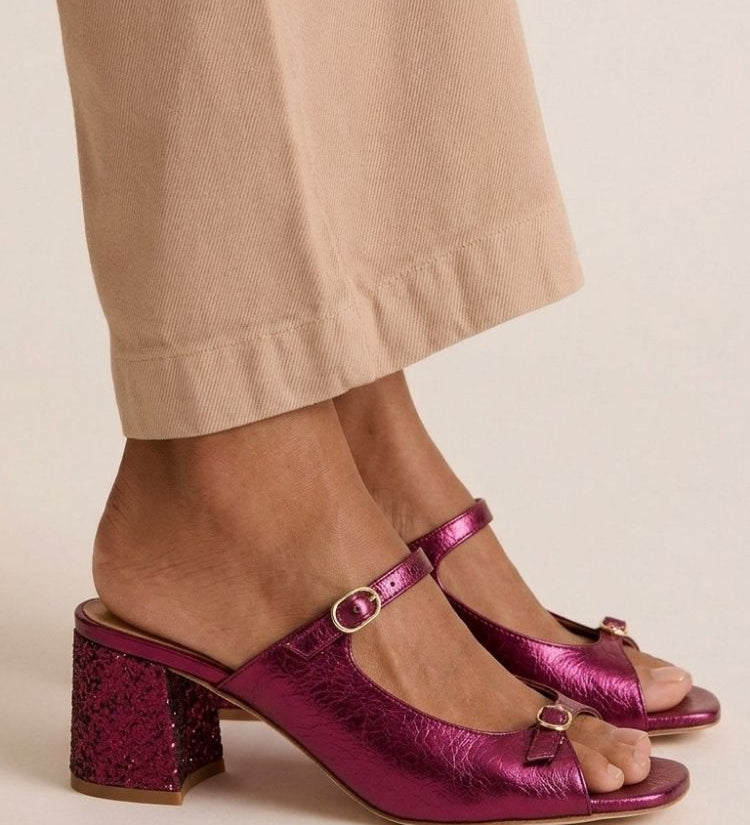 Sonsoles - Tacones Gruesos con Tira Trasera y Puntera en Bloques para Verano
