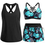 Maren | Conjunto de Tankini, Bikini y Pareo de Tres Piezas