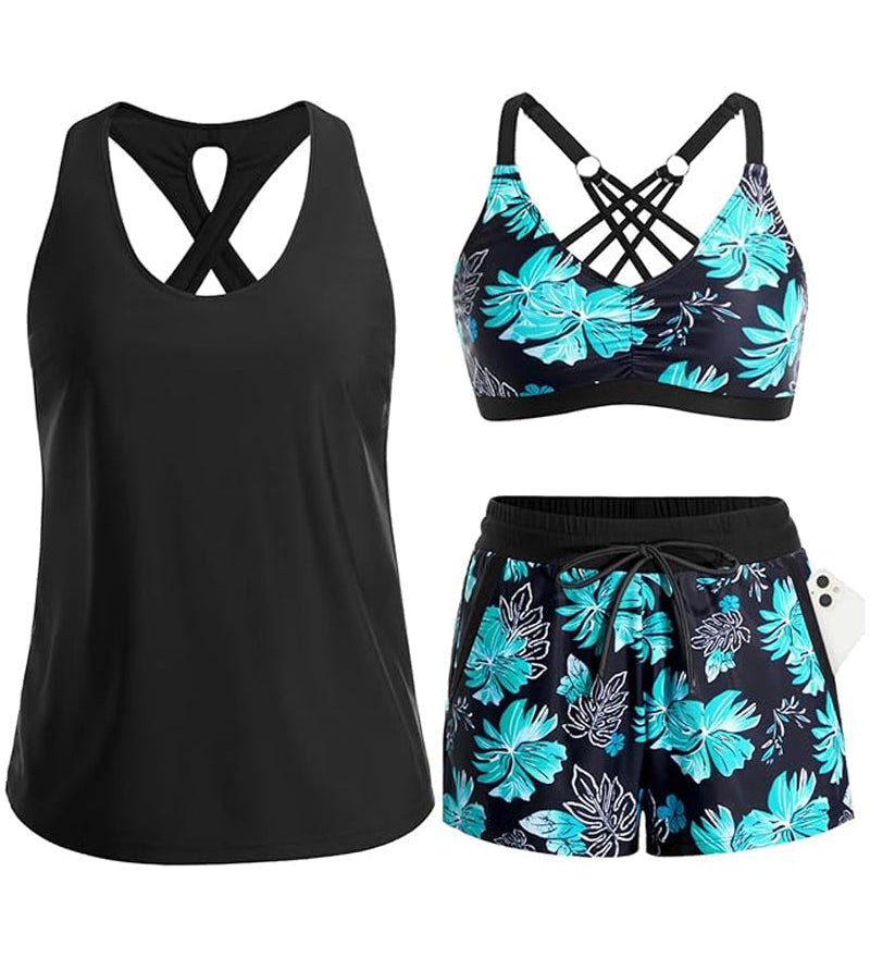Maren | Conjunto de Tankini, Bikini y Pareo de Tres Piezas