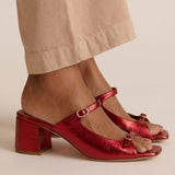Sonsoles - Tacones Gruesos con Tira Trasera y Puntera en Bloques para Verano