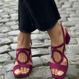 Caliope - Tacones con Punta Cuadrada y Corte Redondo para Verano
