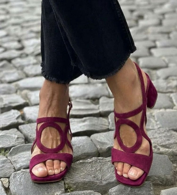 Caliope - Tacones con Punta Cuadrada y Corte Redondo para Verano