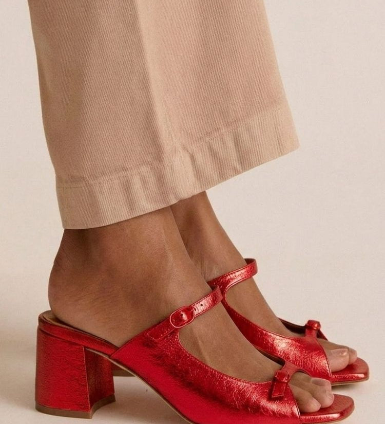 Sonsoles - Tacones Gruesos con Tira Trasera y Puntera en Bloques para Verano
