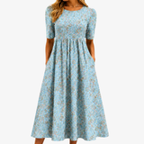 Vestido Maxi de Mosaico Costero con Bolsillos