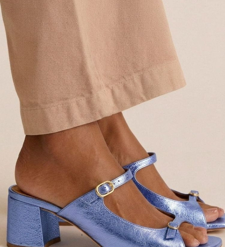Sonsoles - Tacones Gruesos con Tira Trasera y Puntera en Bloques para Verano