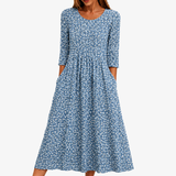 Vestido Midi Floral Azul Fácil de Llevar