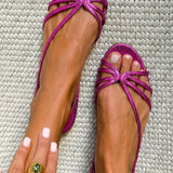 Deila - Sandalias de Tiras Metalizadas para Verano
