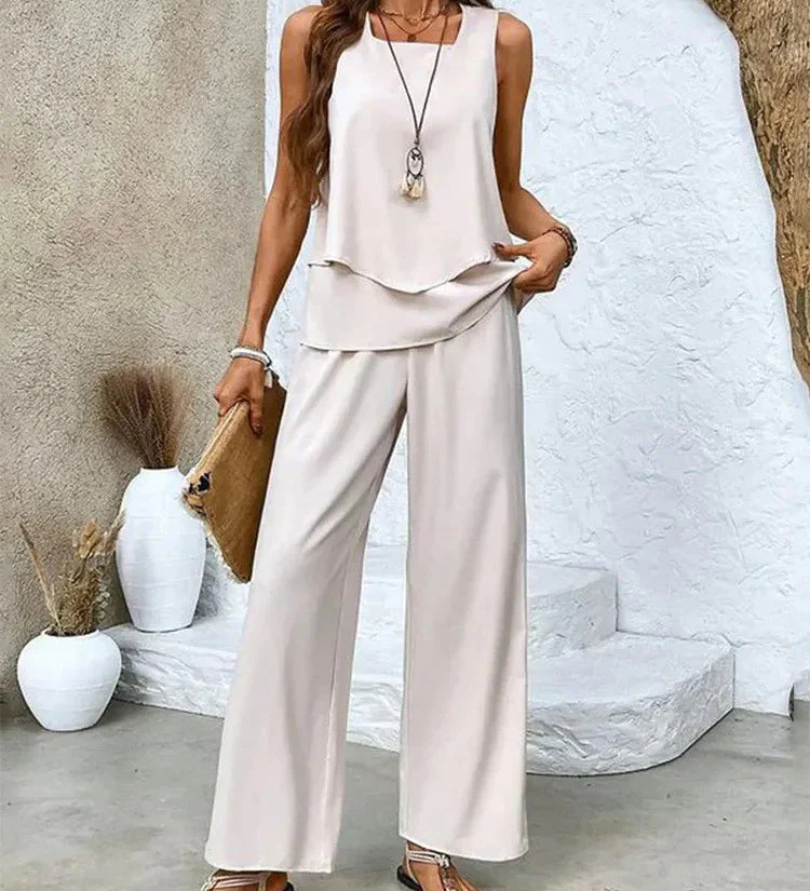 Ovelynra™ | Top Sin Mangas y Pantalón Ancho