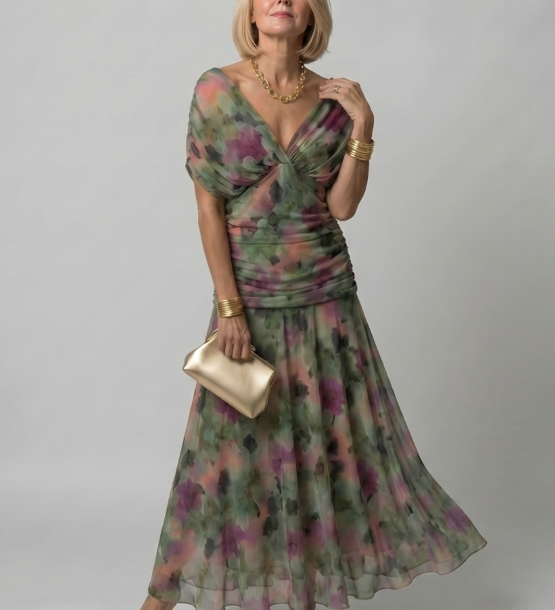 Calen | Vestido Midi Fluido con Hombros al Descubierto