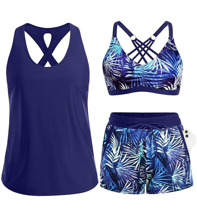 Maren | Conjunto de Tankini, Bikini y Pareo de Tres Piezas