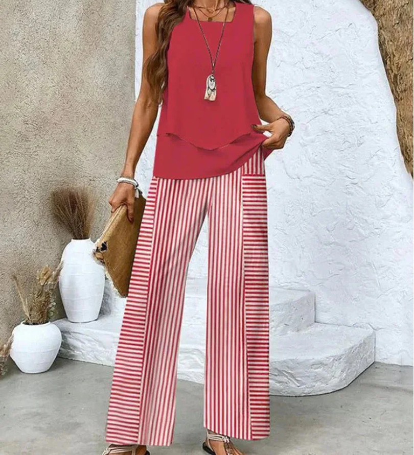 Ovelynra™ | Top Sin Mangas y Pantalón Ancho