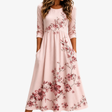 Vestido Midi de Rosas de Jardín con Bolsillos
